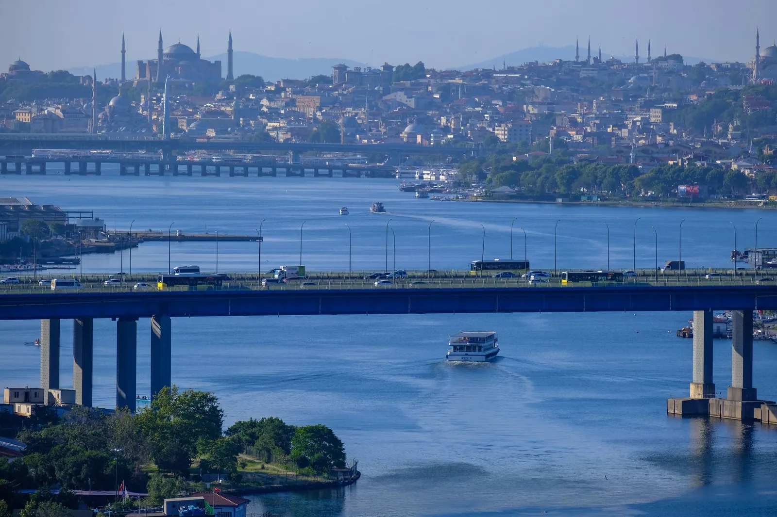 Golden Horn bridges with the historic peninsula beyond