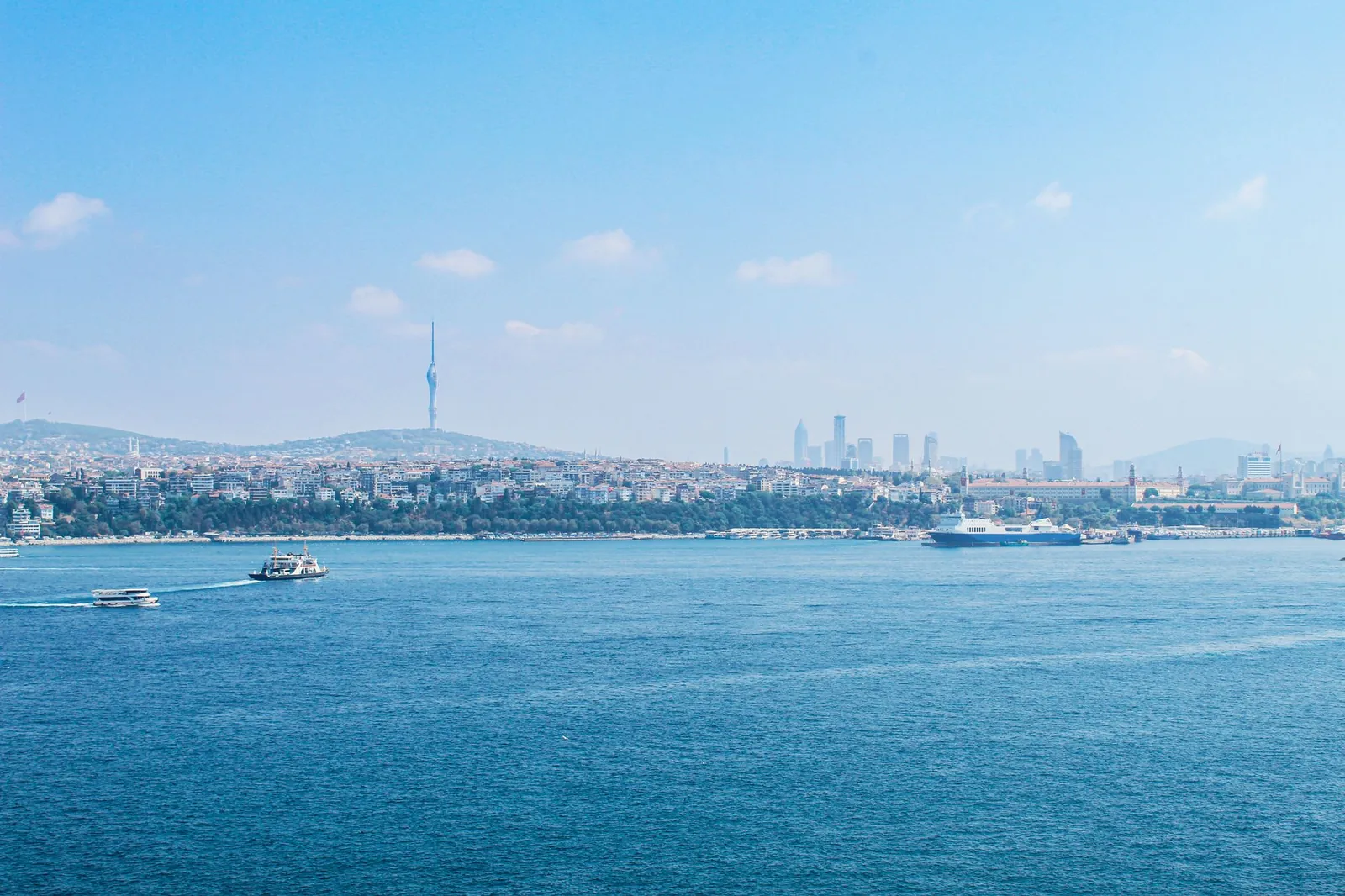 Bosphorus panorama facing Istanbul's Asian-side skyline