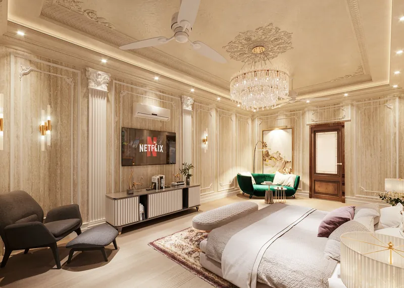 Illustrative stock image for an example listing: Primary bedroom of 3-Bedroom Apartment in Moda